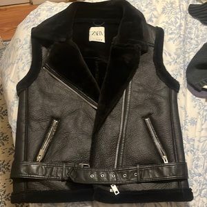 COPY - NWOT ZARA LEATHER & FUR VEST